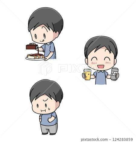 Illustration of the causes of high blood pressure 3 types of men Illustration of the causes of high blood pressure 3 types of men 124283859
