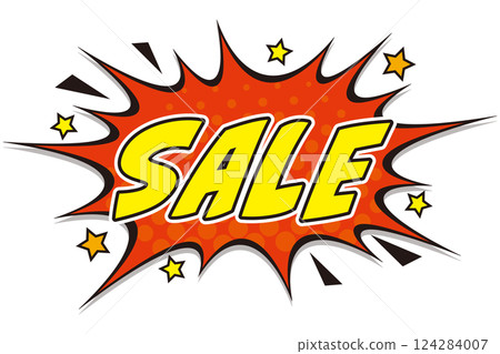 Illustration of American comic book style sale lettering 124284007