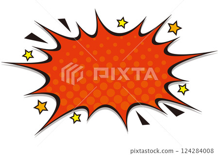 An illustration of a pop explosion speech bubble in the style of American comics 124284008