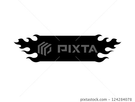 Bold abstract black banner with dynamic flame edges 124284078