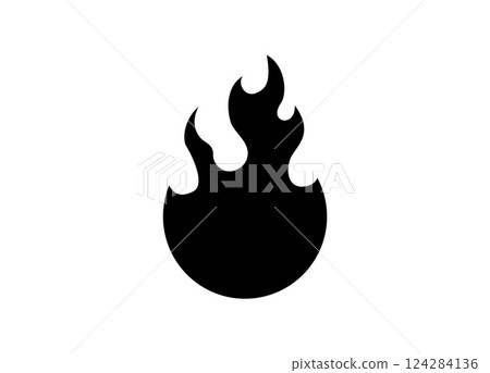 Simple black fire icon on a plain background symbolizing heat and energy concepts 124284136