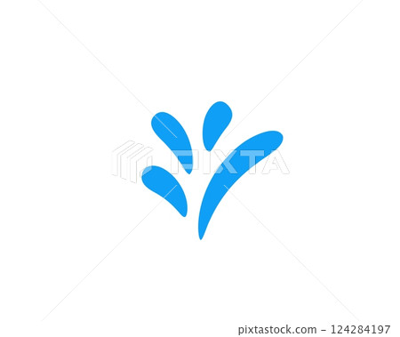 Blue abstract splash shape with smooth curved design on a light background Blue abstract splash shape with smooth curved design on a light background 124284197