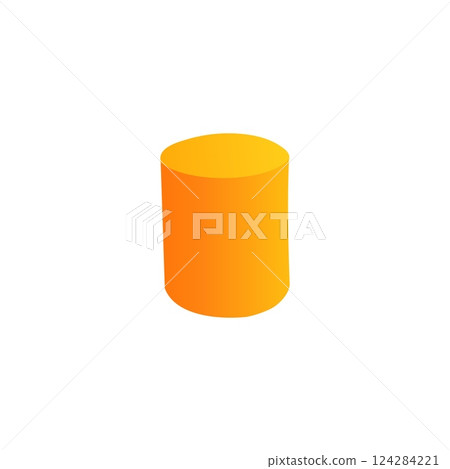 Hand drawn cylinder with curved lines for math and shape education. 124284221