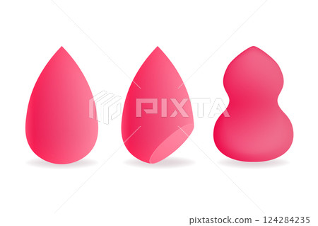 Modern illustration with colorful beauty blender up on soft white background. Modern vector illustration. Modern illustration with colorful beauty blender up on soft white background. Modern vector illustration. 124284235