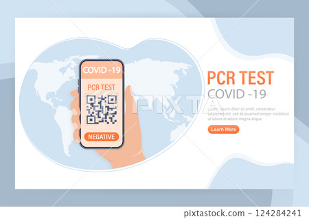 Illustration with negative pcr test people for paper design. Vector illustration. Covid test. 124284241