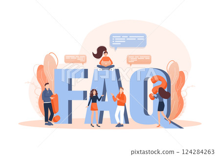 Frequently asked questions page template. Vector web banner. Customer service. Flat isometric vector illustration. Customer support. Abstract background. Frequently asked questions page template. Vector web banner. Customer service. Flat isometric vector illustration. Customer support. Abstract background. 124284263