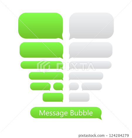 Green Message bubbles icons for chat. Vector message bubbles design template. 124284279