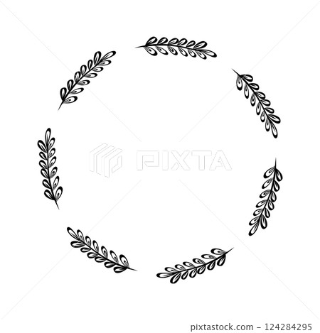 Floral frame in sketch style on white background. Floral sketch. Vintage frame logo. Hand drawn. Line icon. Line art. Vector design. 124284295