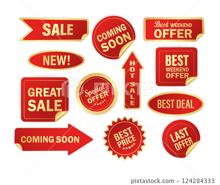 Modern red special sale, best and special offer and special discount stickers, great design for any purposes. Vector illustration. 124284333