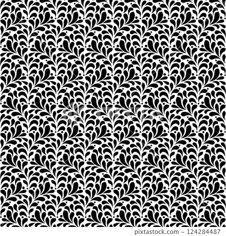 Flower pattern. Seamless white and black ornament. Graphic vector background. Flower pattern. Seamless white and black ornament. Graphic vector background. 124284487