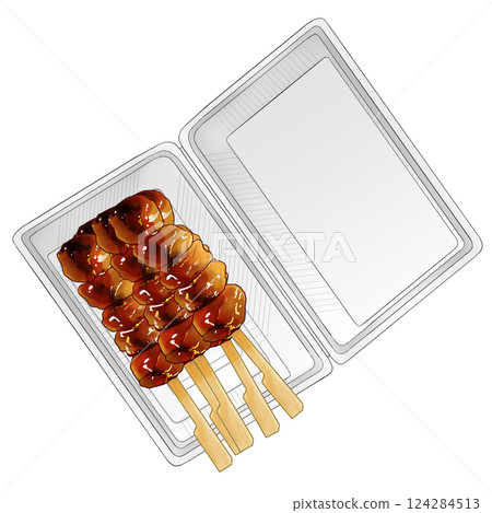 Yakitori thigh in food pack Yakitori thigh in food pack 124284513