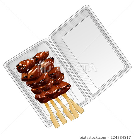 Yakitori liver in food pack 124284517