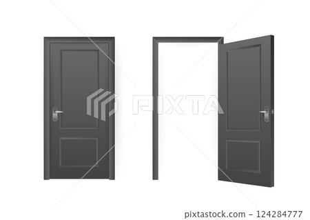 Realistic door for decorative design. Furniture vector illustration set. Office furniture. Realistic 3d sign. Isolated vector illustration. Realistic door for decorative design. Furniture vector illustration set. Office furniture. Realistic 3d sign. Isolated vector illustration. 124284777