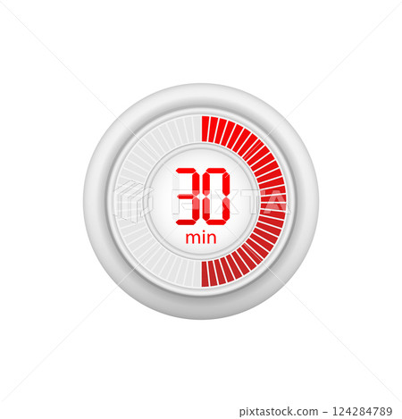 Icon of a timer with 30 minutes on the white background. Vector illustration. 124284789