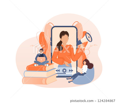 Abstract online courses people for concept design. Abstract illustration. Infographics business concept. Vector illustration. Abstract online courses people for concept design. Abstract illustration. Infographics business concept. Vector illustration. 124284867