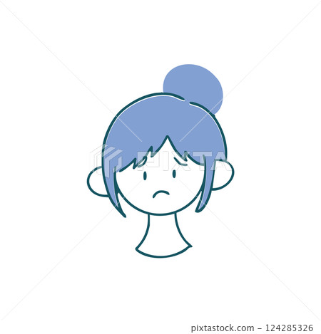 A woman with a troubled face and tied up hair - simple hand-drawn illustration A woman with a troubled face and tied up hair - simple hand-drawn illustration 124285326