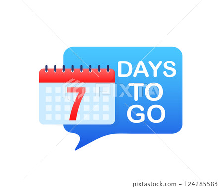 7 days to go in modern style. Special offer badge. Web design. Sale tag. Vector illustration. 7 days to go in modern style. Special offer badge. Web design. Sale tag. Vector illustration. 124285583