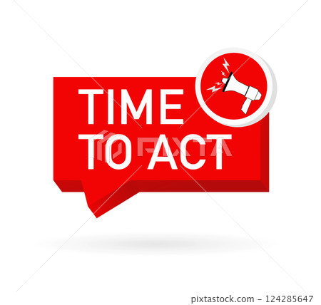 Act now megaphone. Icon with act now megaphone for concept design. Vector illustration. Act now megaphone. Icon with act now megaphone for concept design. Vector illustration. 124285647