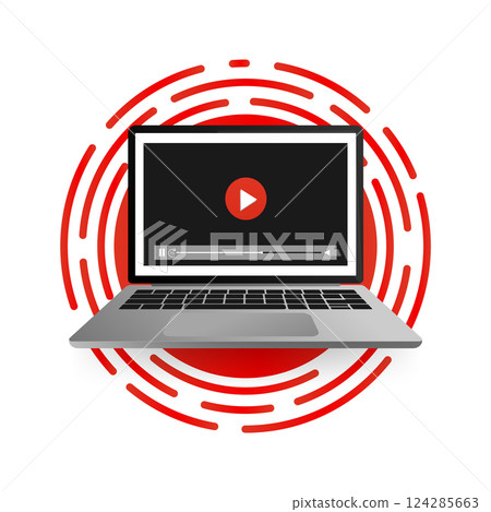 Concept live webcast for web page, banner. Watch video online. Vector illustration. Concept live webcast for web page, banner. Watch video online. Vector illustration. 124285663