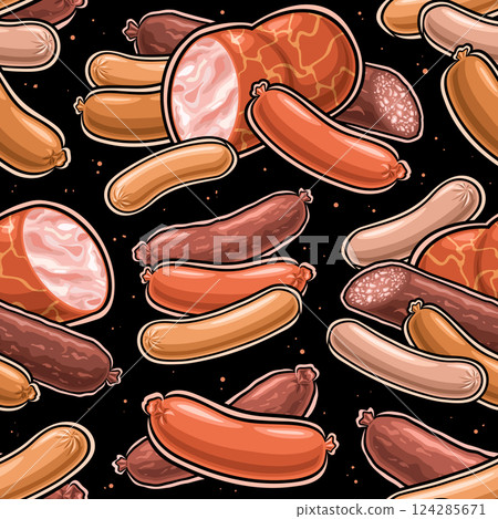 Vector Sausage Seamless Pattern 124285671