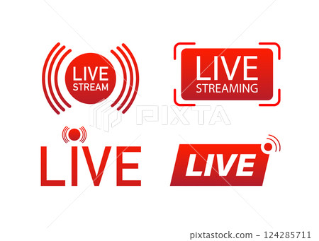 Abstract live icon on white background for banner design. Live icon in abstract style. Vector illustration. 124285711