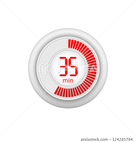 Icon of a timer with 35 minutes on the white background. Vector illustration. 124285784