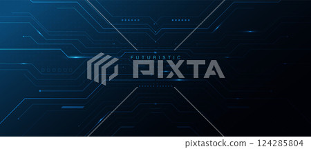 Dark Futuristic Circuit Board Tech Background Dark Futuristic Circuit Board Tech Background 124285804