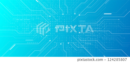Futuristic Blue Digital Circuit Board Technology Background Futuristic Blue Digital Circuit Board Technology Background 124285807