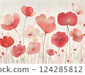red flowers painted in watercolor 124285812