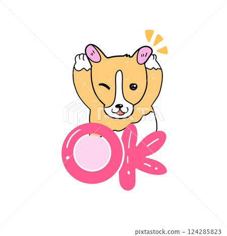 柯基犬雙手說“OK” 124285823
