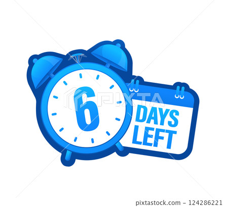 6 days to go in modern style. Special offer badge. Web design. Sale tag. Vector illustration. 124286221