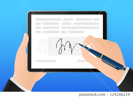 Electronic signature in flat style. Flat infographic. Phone icon vector. Digital background. Electronic signature. Electronic signature in flat style. Flat infographic. Phone icon vector. Digital background. Electronic signature. 124286229