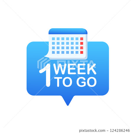 One week to go badge isolated on white background. Calendar icon. Vector illustration. One week to go badge isolated on white background. Calendar icon. Vector illustration. 124286246
