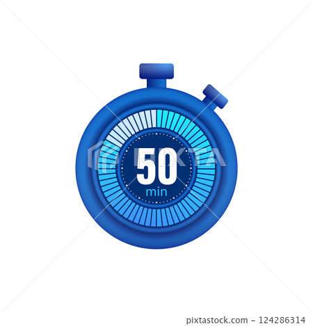 Icon of a timer with 50 minutes on the white background. Vector illustration. 124286314