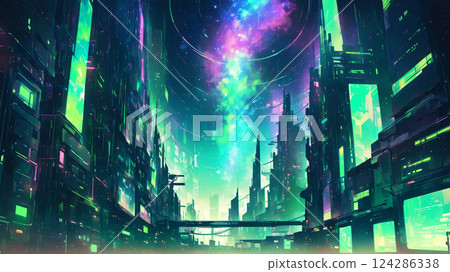Futuristic Industrial City 124286338