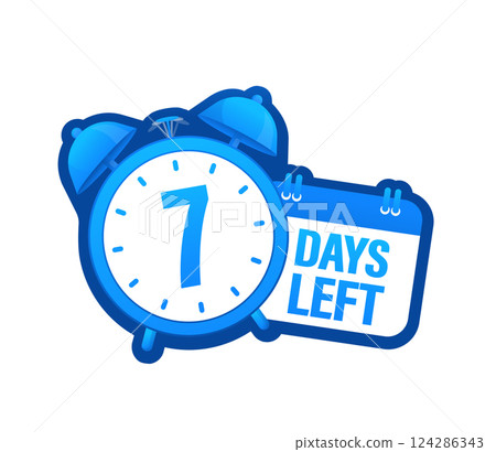 7 days to go in modern style. Special offer badge. Web design. Sale tag. Vector illustration. 7 days to go in modern style. Special offer badge. Web design. Sale tag. Vector illustration. 124286343