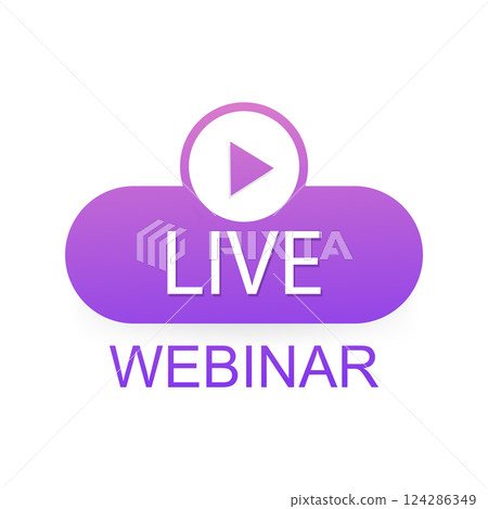 Live webinar icon, emblem, label - vector design illustration. Live webinar icon, emblem, label - vector design illustration. 124286349