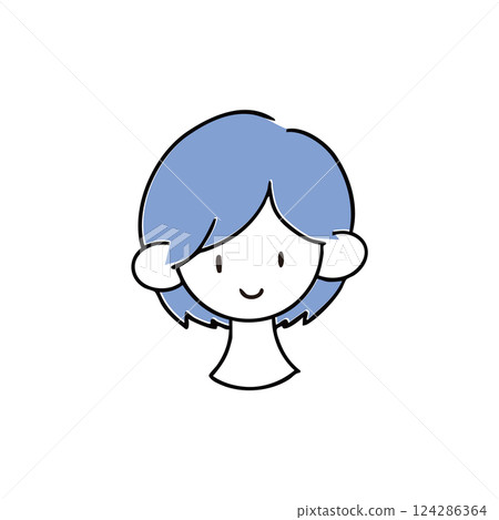 Smiling short-haired woman Simple hand-drawn single illustration Smiling short-haired woman Simple hand-drawn single illustration 124286364