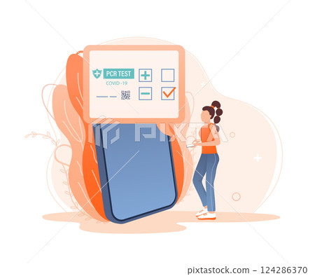 Illustration with negative pcr test people for paper design. Vector illustration. Covid test. 124286370