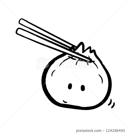 Chopsticks holding little dumpling cartoon outline illustration, cute Xiaolongbao character doodle line art Chopsticks holding little dumpling cartoon outline illustration, cute Xiaolongbao character doodle line art 124286493