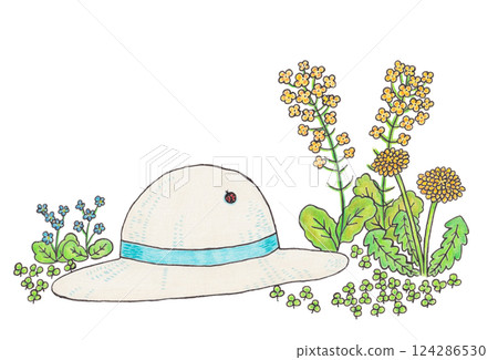 Spring flowers and hats 124286530