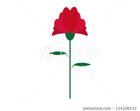 Illustration of a single red carnation 124286532