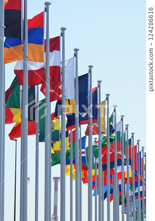 Flags of the world flapping in the wind 124286616