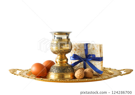 Passover, Tray of food for Passover, isolated on white, PNG 124286700