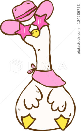 Silly Goose Groovy Cowboy Sitting hand drawn doodle Silly Goose Groovy Cowboy Sitting hand drawn doodle 124286758