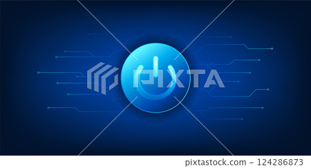 Technology switch background, the on off button on the side is a technology circuit, representing the beginning of limitless technology, a symbol of unlocking potential, towards possibilities. 124286873