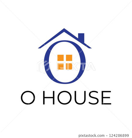 O Letter Alphabet Initial House Home Window Building Business Logo Template 124286899