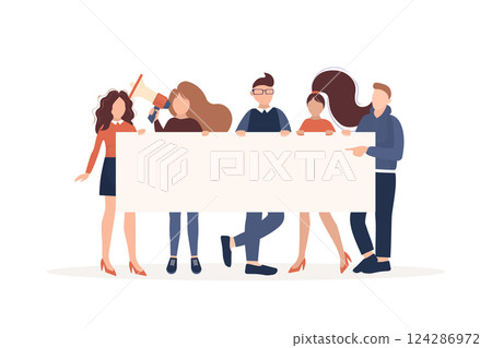 People activist placard, great design for any purposes. Vector character illustration. Flat cartoon vector illustration. People activist placard, great design for any purposes. Vector character illustration. Flat cartoon vector illustration. 124286972