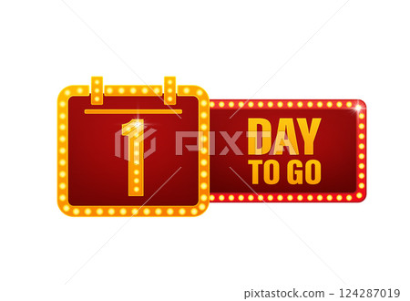 One day to go retro light on white background. Days to go light on light background. 124287019