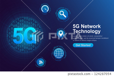 5g network technology. Abstract icon. 3d vector background. Home network. Business concept. Abstract background. Internet technology. 124287054